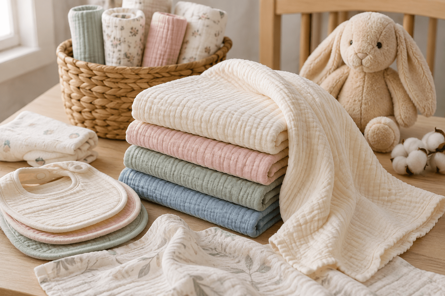 Cotton Double Cloth Muslin Gauze Fabric for Modern Nurseries