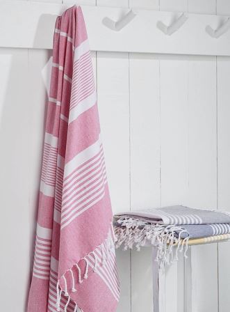 Bamboo Pink Stripe Fouta Towel