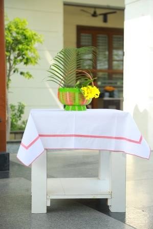 Linen Tablecloth with Overlock and Twill Tape Border