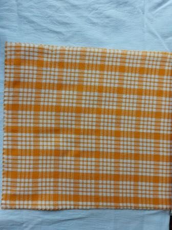 Cotton Orange White Multisize Checks Fabric-rotated