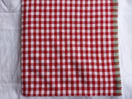 Cotton Slub Red White Checks Fabric
