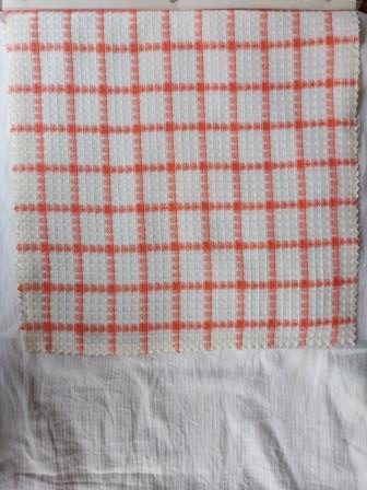 Cotton White Orange Waffle Fabric-rotated