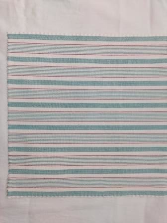 Cotton turquoise Red Stripe Fabric rotated