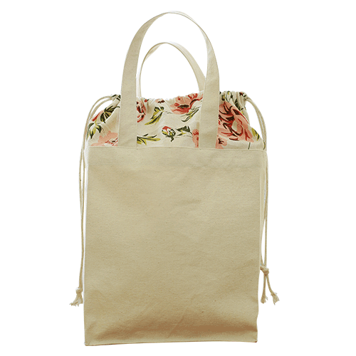 Canvas Bag With Printed Drawstring
