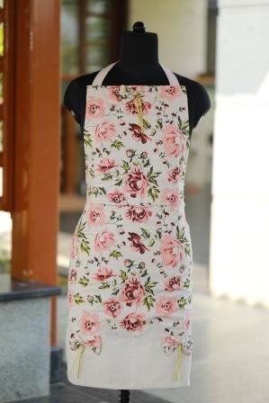 Cotton Flax Apron with Wavy Bottoms