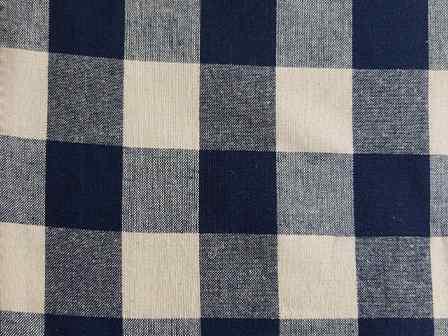 100% Organic Bamboo Ivory Blue Checkerboard Design Fabric