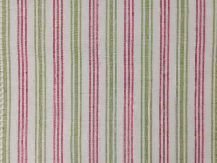 100% Organic Cotton Green Pink Stripe Fabric