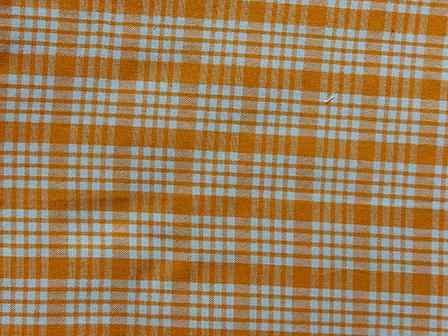 100% Organic Cotton Orange White Multisize Checks Fabric