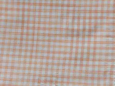 100% Organic Cotton Tie and Dye Peach Checks Fabric