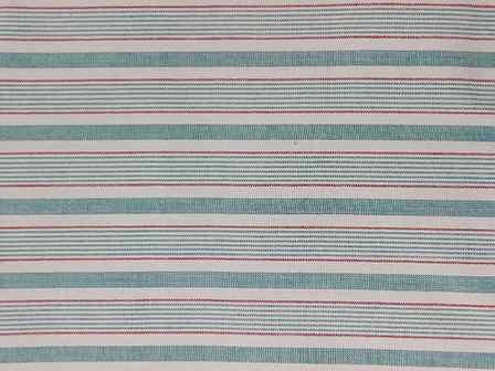 100% Organic Cotton turquoise Red Stripe Fabric